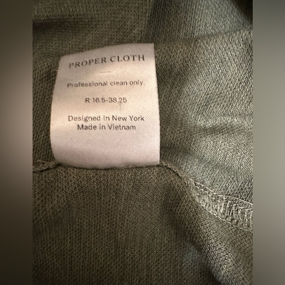 Proper Cloth Polo Shirt Men’s Olive Long Sleeve Cotton Size 16.5 - Picture 6 of 7